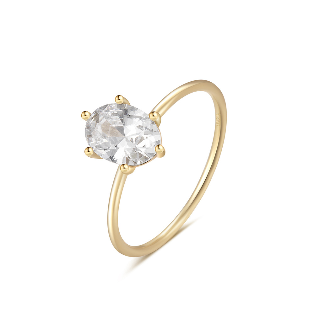 Gold Plated Solitaire Oval Cut Ring