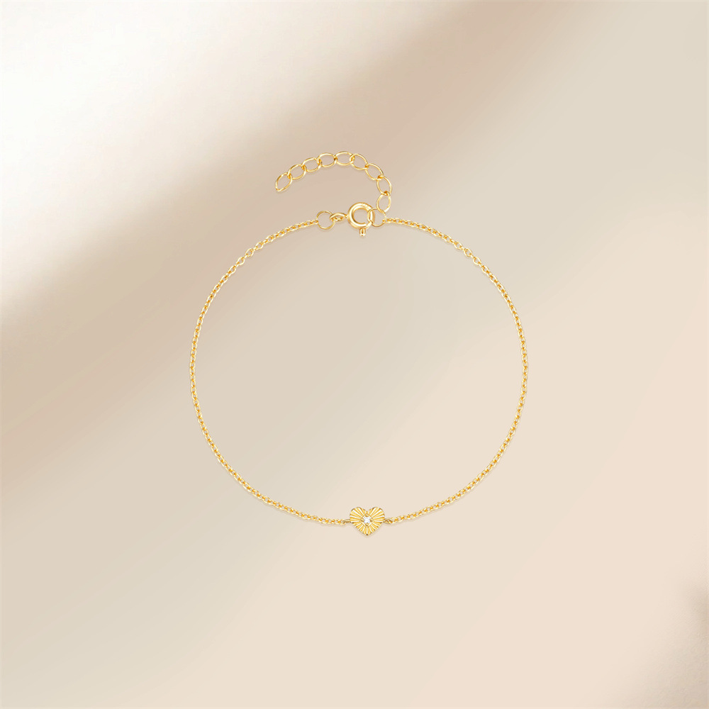 Gold Heart Bracelet with Diamond Accent
