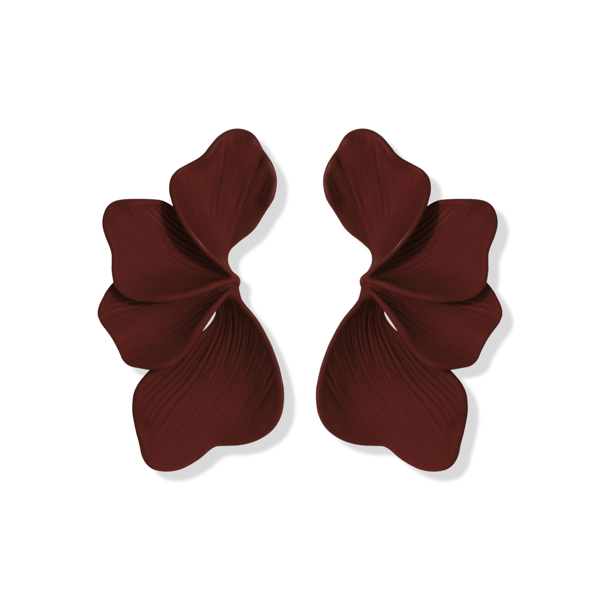 Velvet Bow Tie Copper Drop Earrings in Deep Wine Red