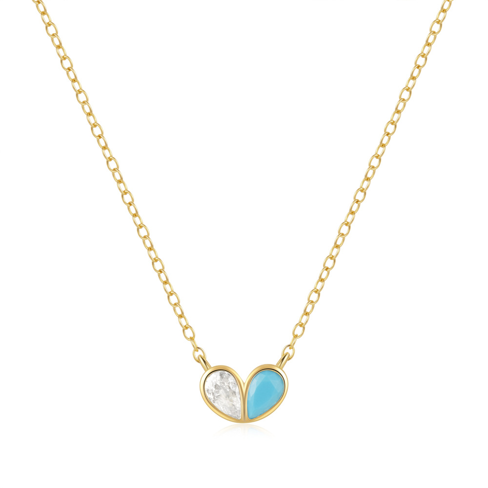 Split Heart Pendant Necklace Gold-Tone