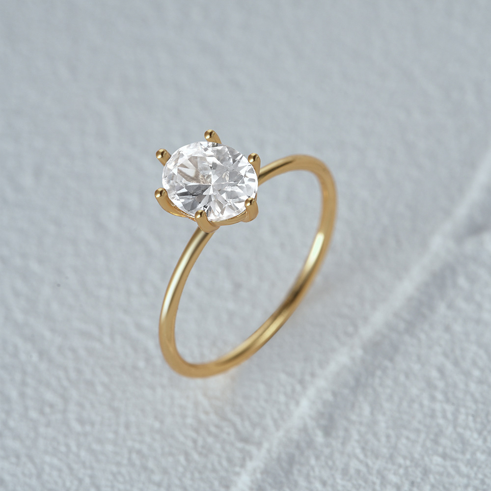 Gold Plated Solitaire Oval Cut Ring