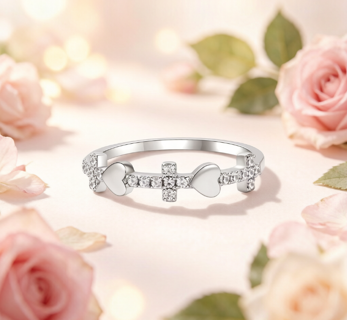 Sterling Silver Cubic Zirconia Bowknot Stackable Ring