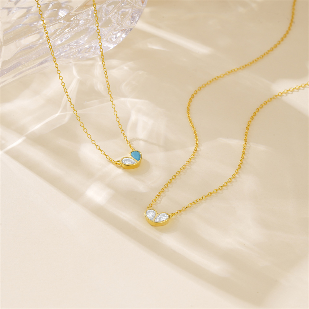 Split Heart Pendant Necklace Gold-Tone