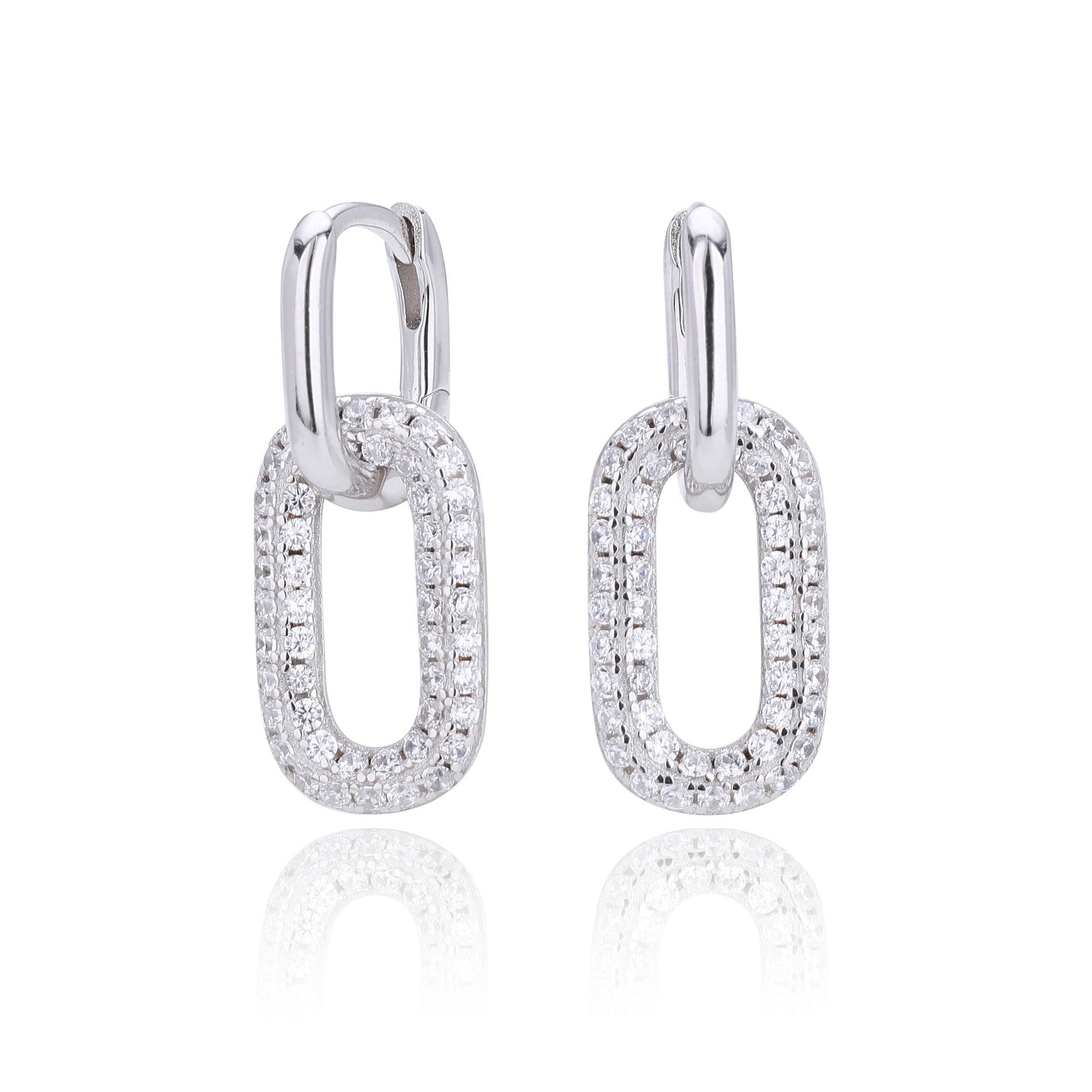 Sparkling Cubic Zirconia Geometric Statement Earrings