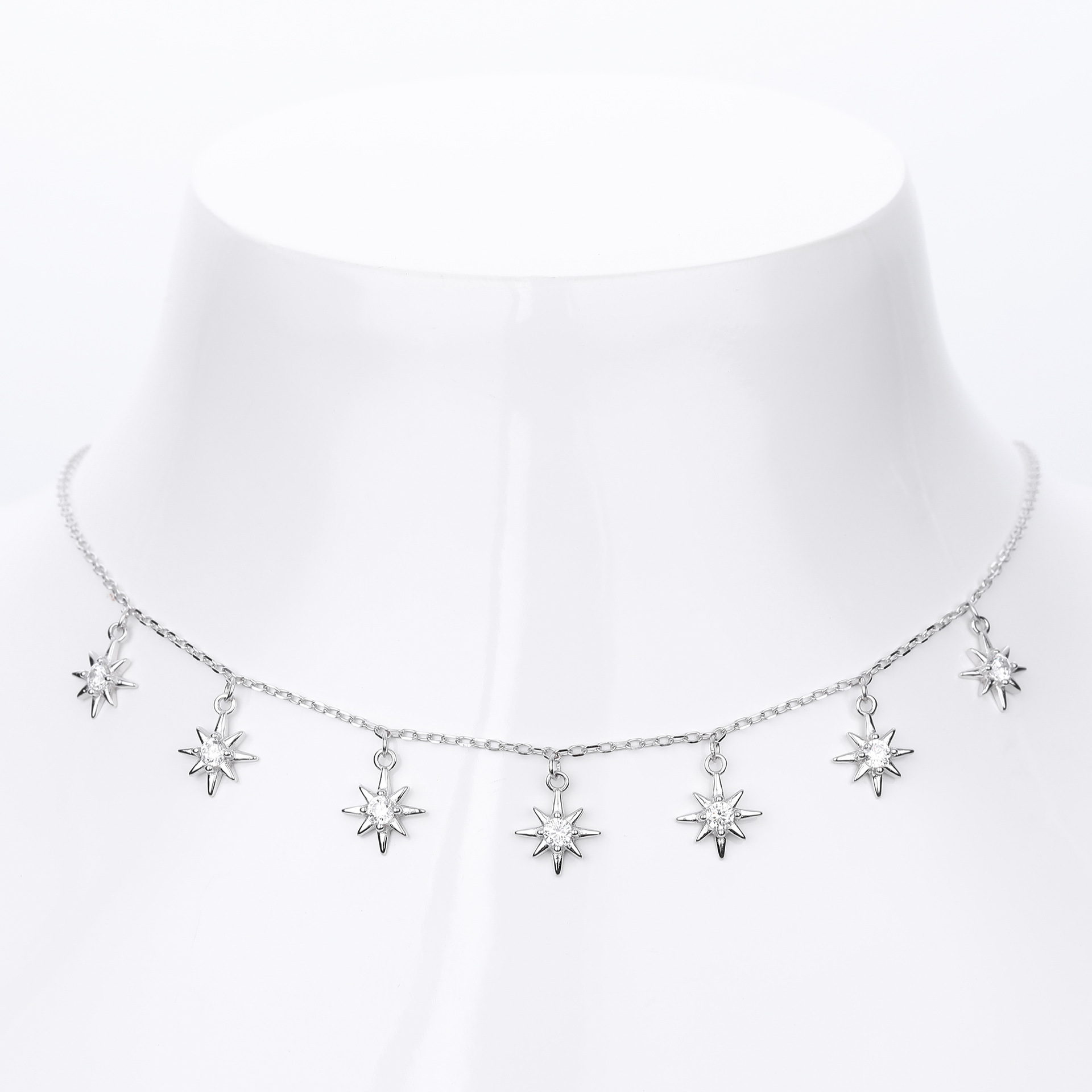 Delicate Silver-Tone Star Choker Necklace