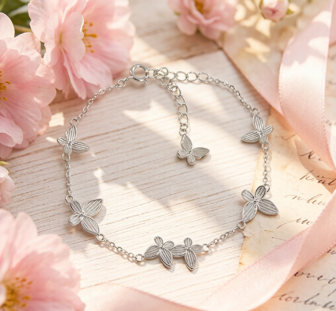 Copper Alloy Dainty Butterfly Charm Bracelet