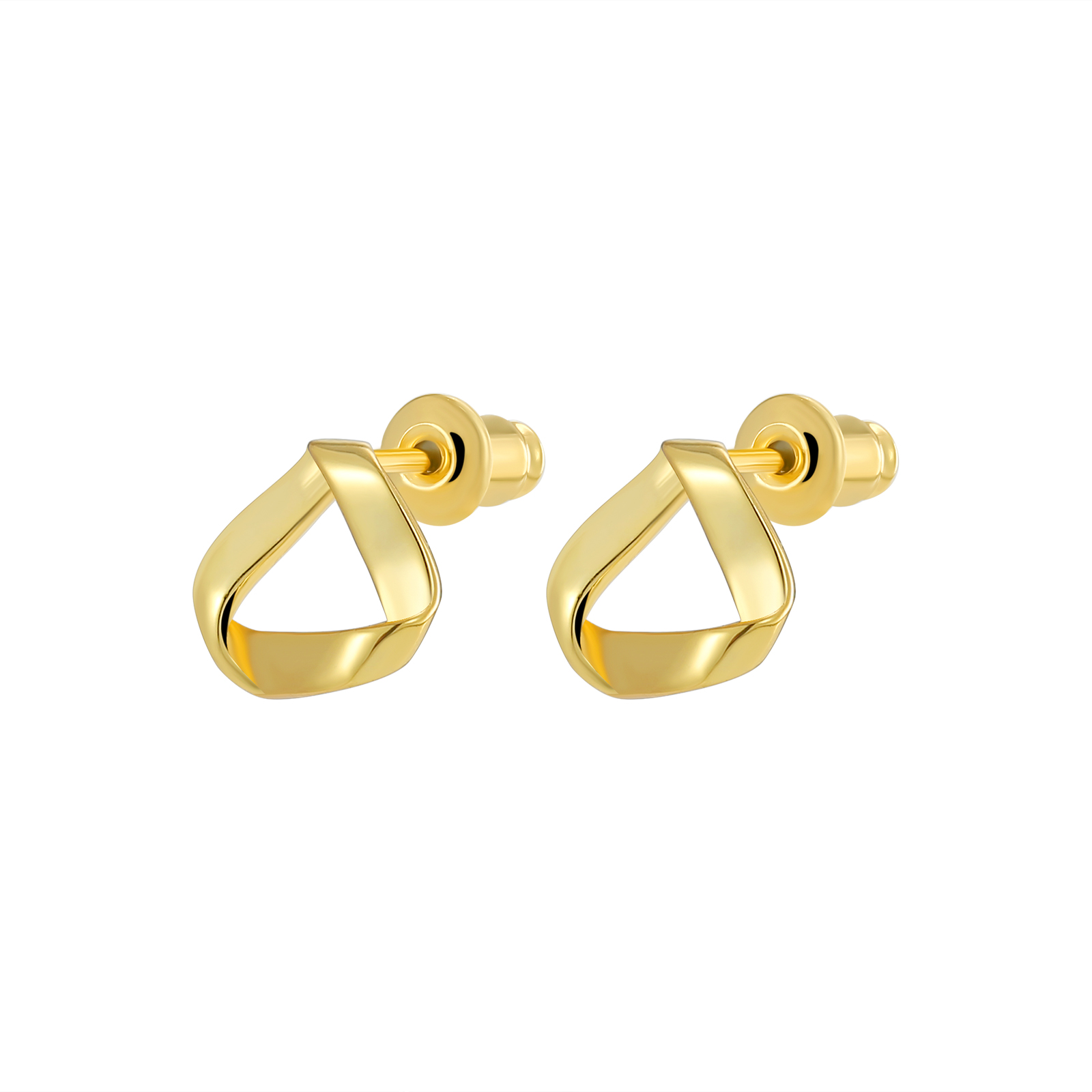 Gold - Toned Minimalist Knot - Style Stud Earrings
