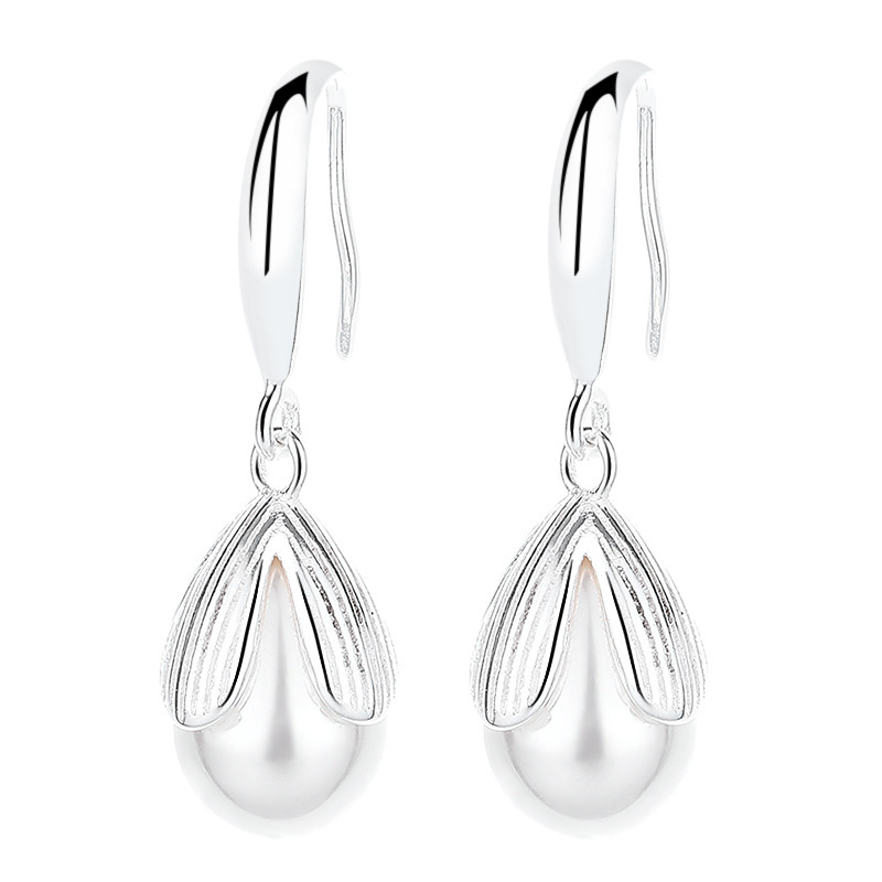 Elegant Sterling Silver Teardrop Pearl Dangle Earrings