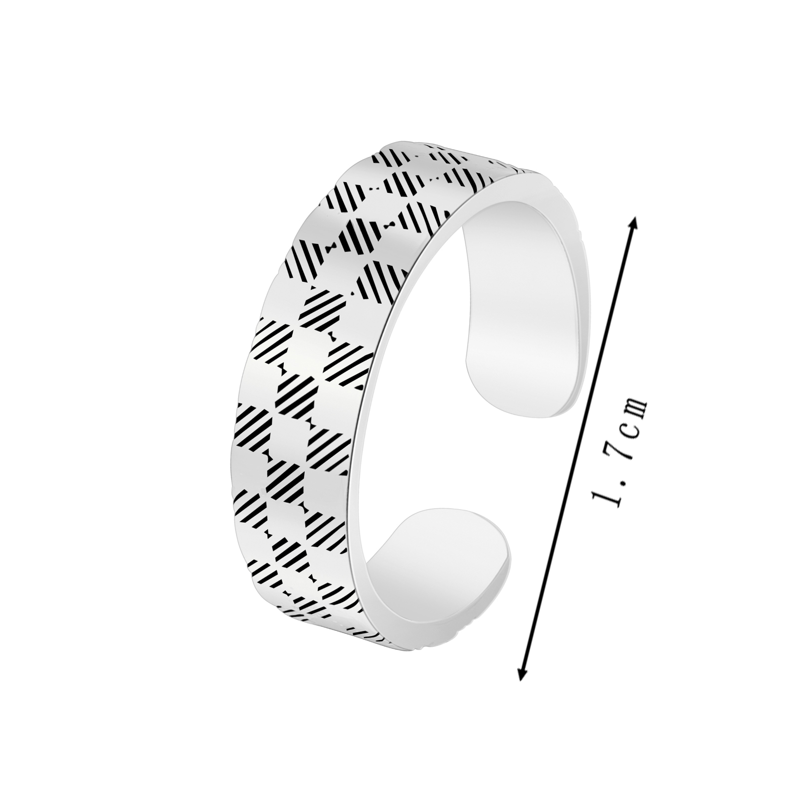 Tone Geometric Pattern Open Adjustable Ring