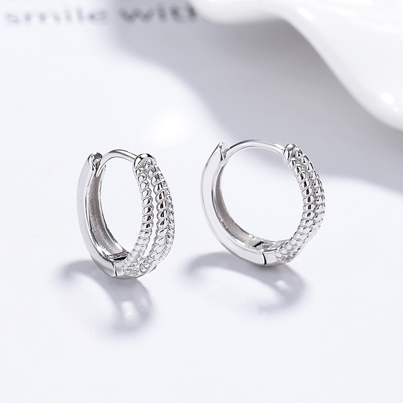 Sparkling Crystal Pave Huggie Hoop Earrings in Silver Tone