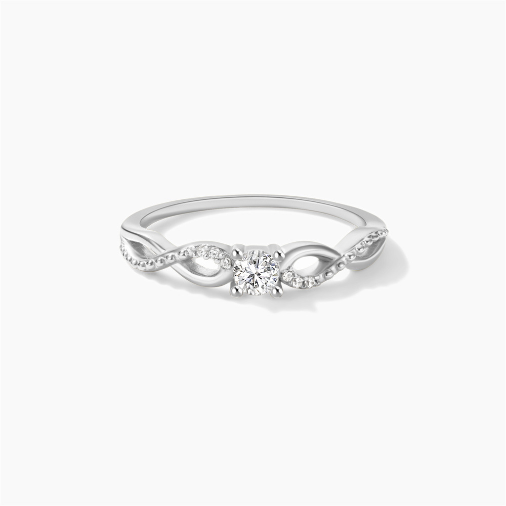 Elegant Twisted Solitaire Diamond Promise Ring in Sterling Silver