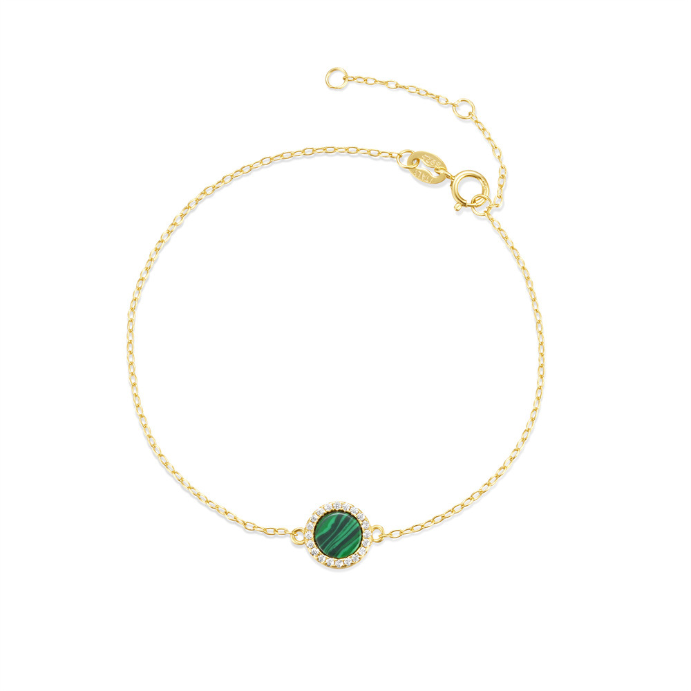 Gold Malachite Halo Bracelet