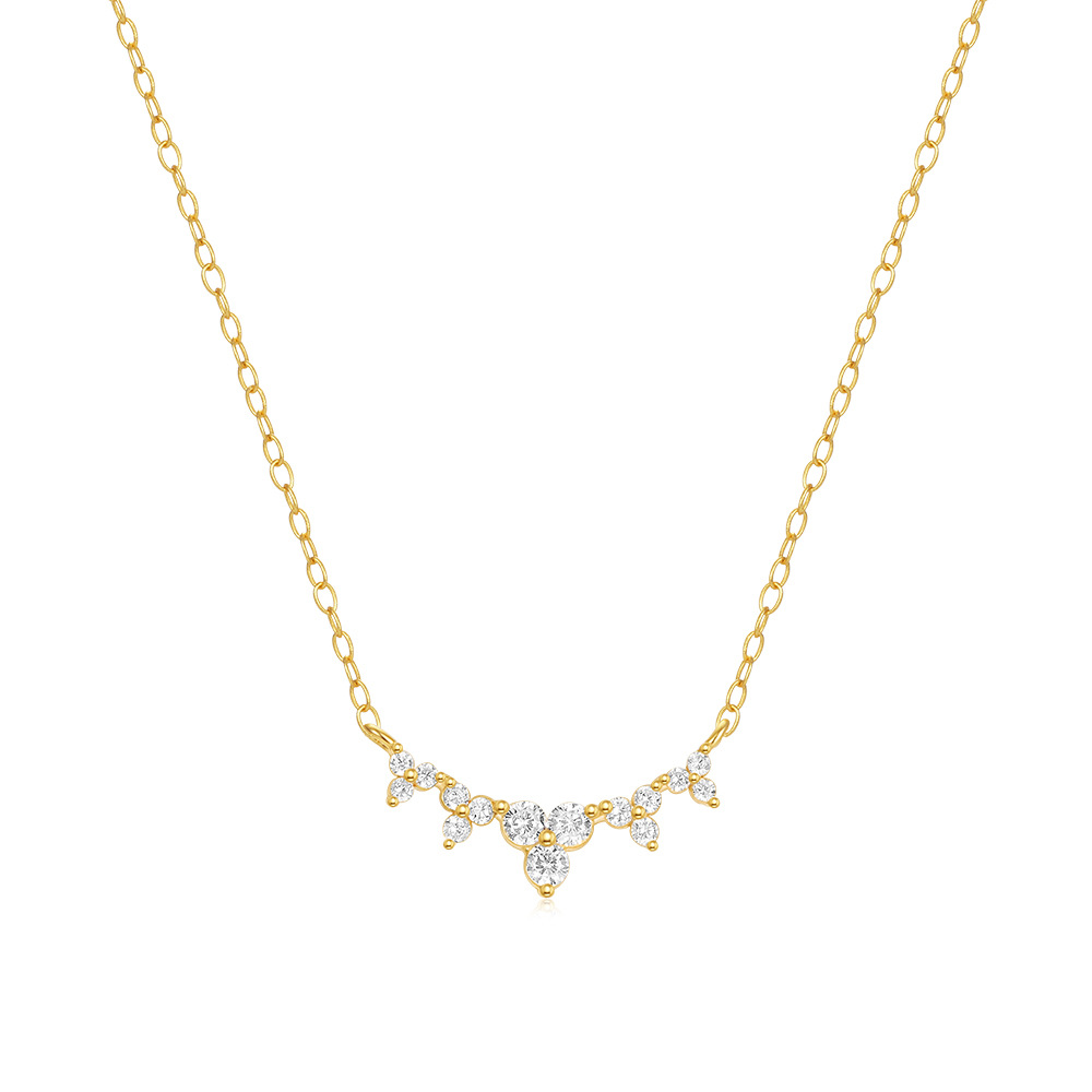 Elegant Gold-Tone Cubic Zirconia Arc Necklace