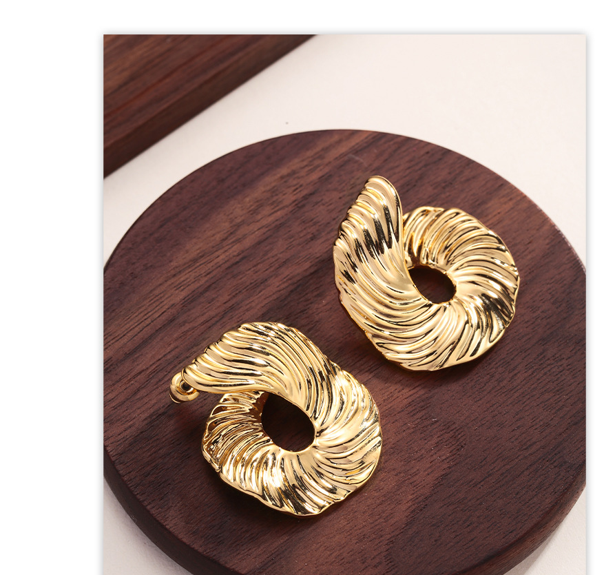 Gold Plated Copper Textured Twisted Hoop Earrings