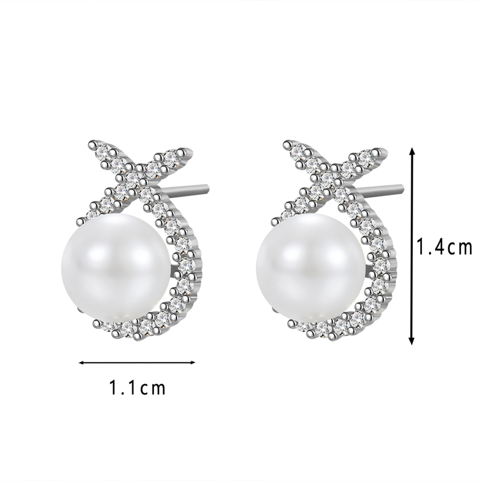 Elegant Pearl & Cubic Zirconia Earrings with Gold - Plated Twisted Design