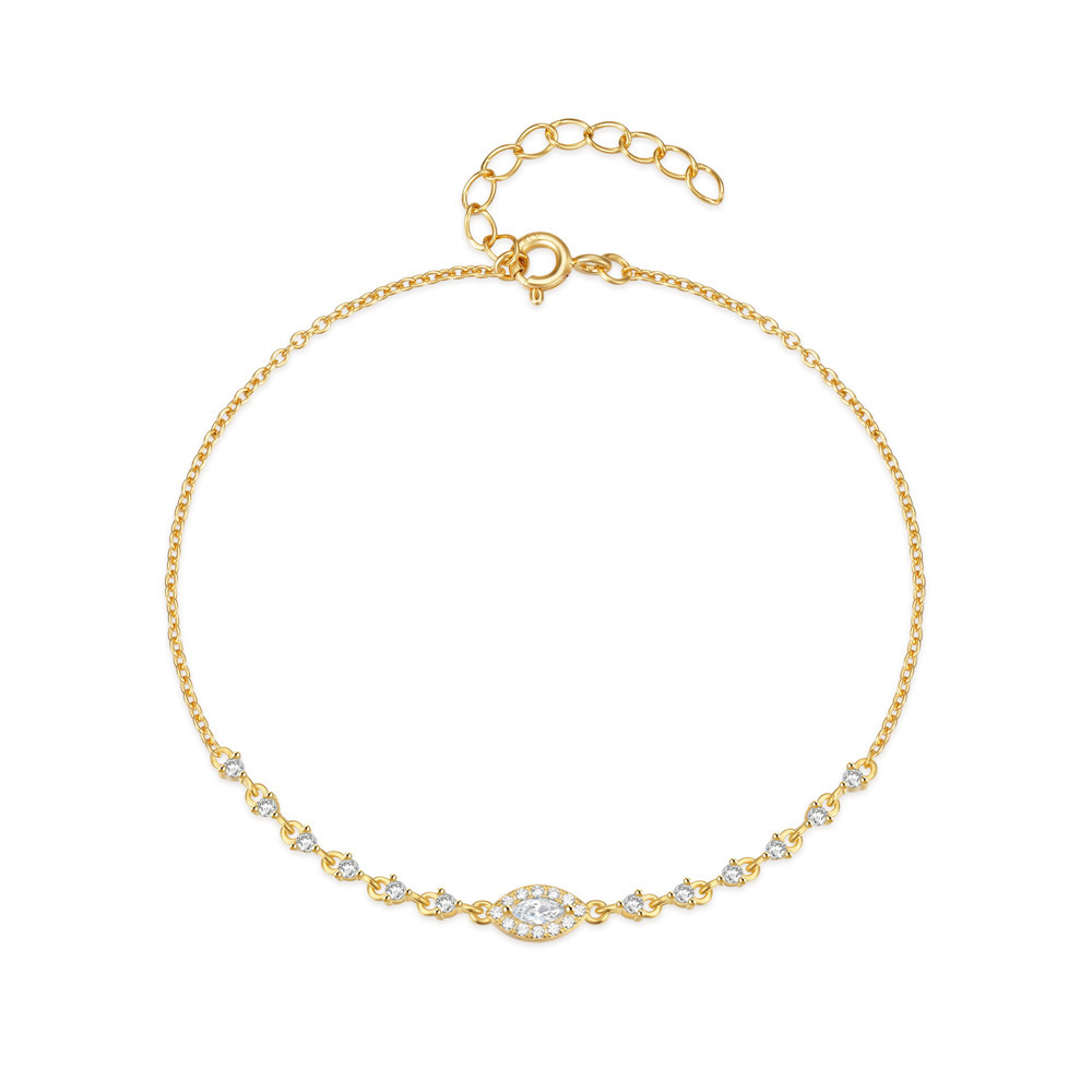 Gold Plated Bracelet with Marquise & Round Zirconia