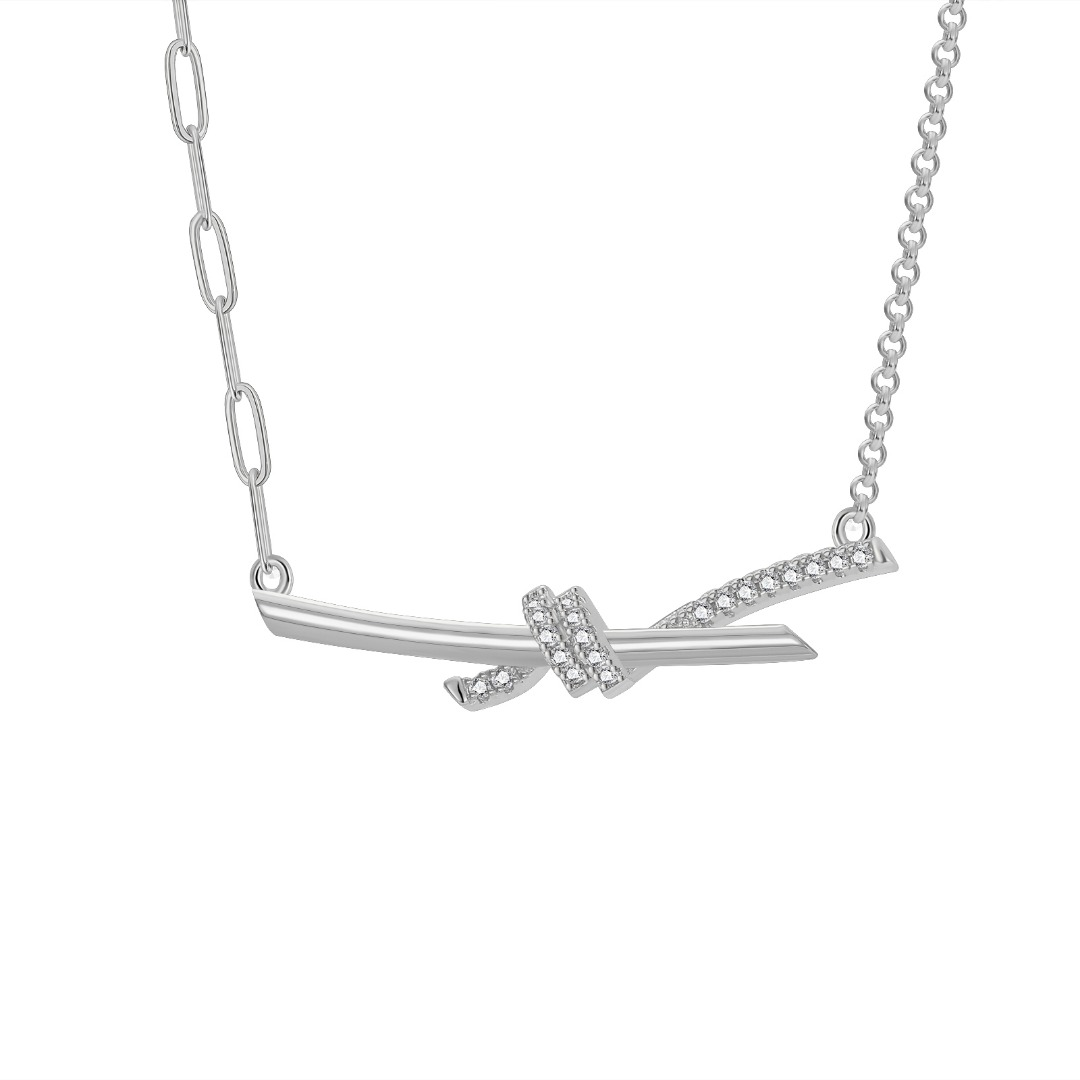 Silver-Tone Pavé Crystal Infinity Knot Pendant Necklace