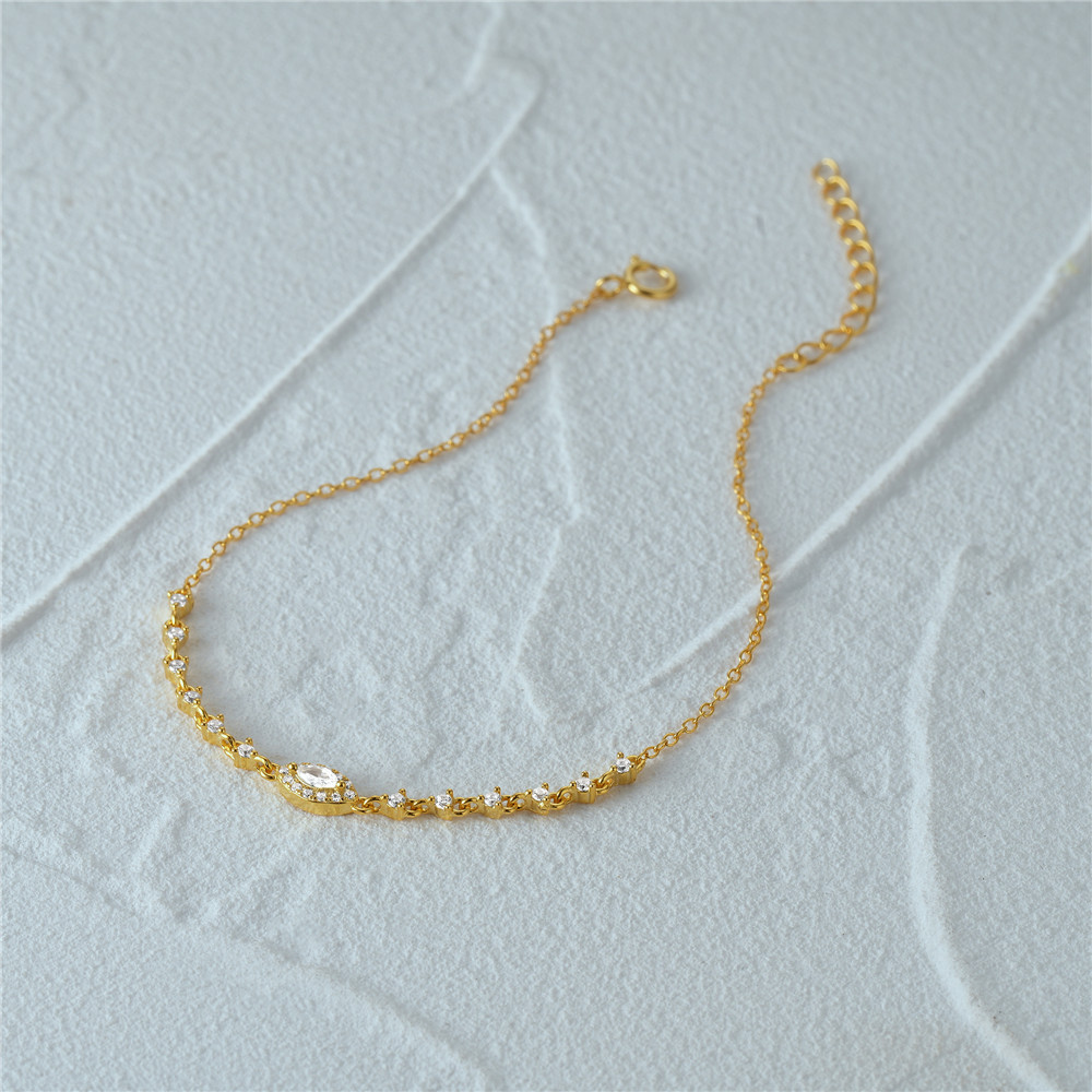 Gold Plated Bracelet with Marquise & Round Zirconia