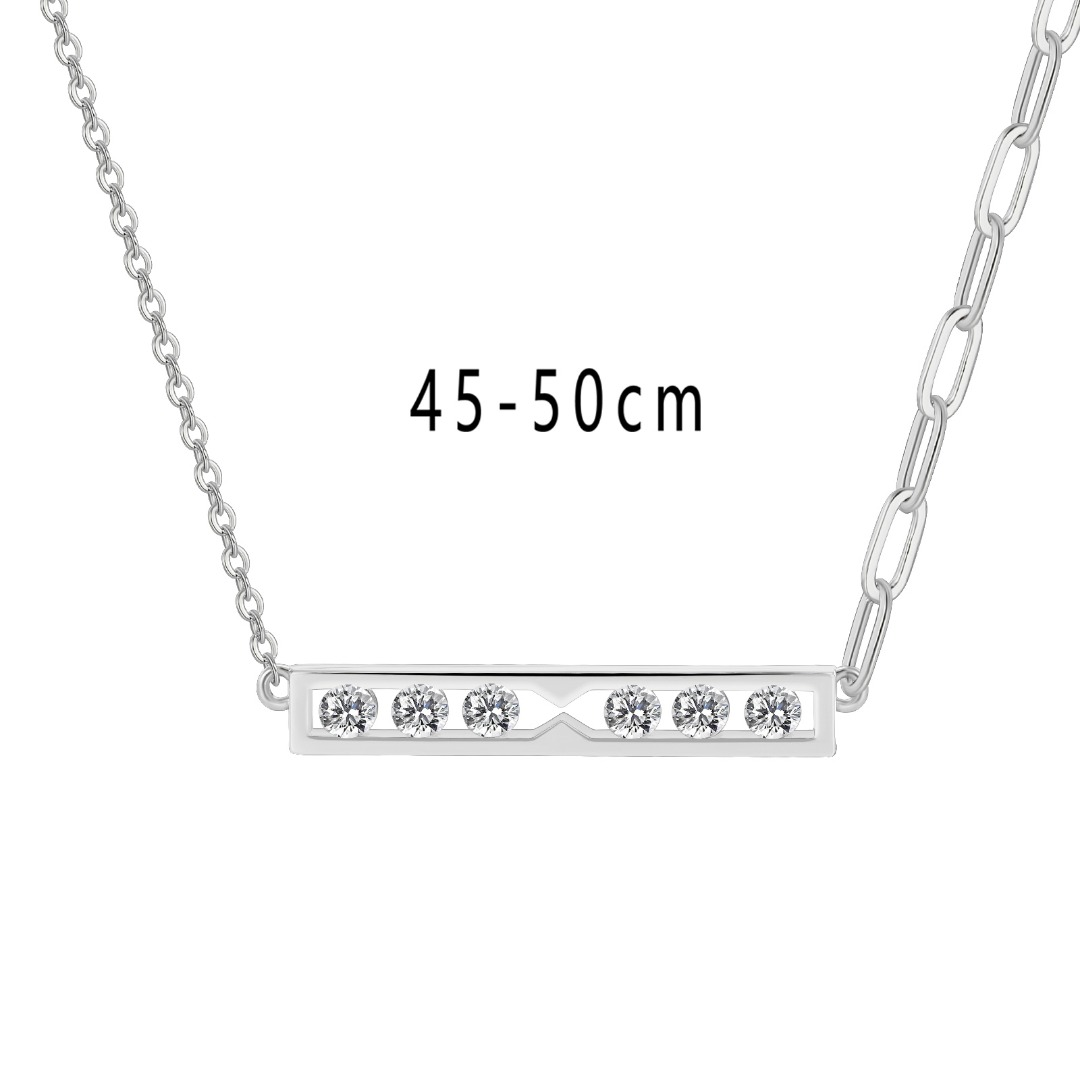 Two-Tone Gold Bar Necklace with Six Clustered Diamonds - Minimalist Mixed Metal Design