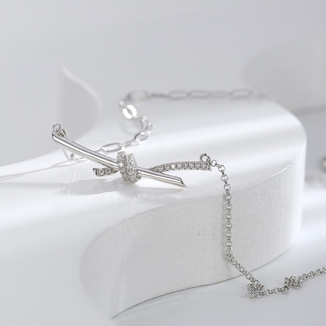 Silver-Tone Pavé Crystal Infinity Knot Pendant Necklace