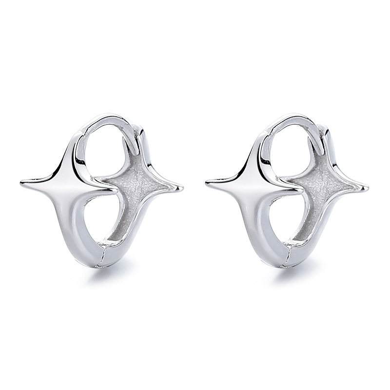 Modern Minimalist Sterling Silver Starburst Stud Earrings