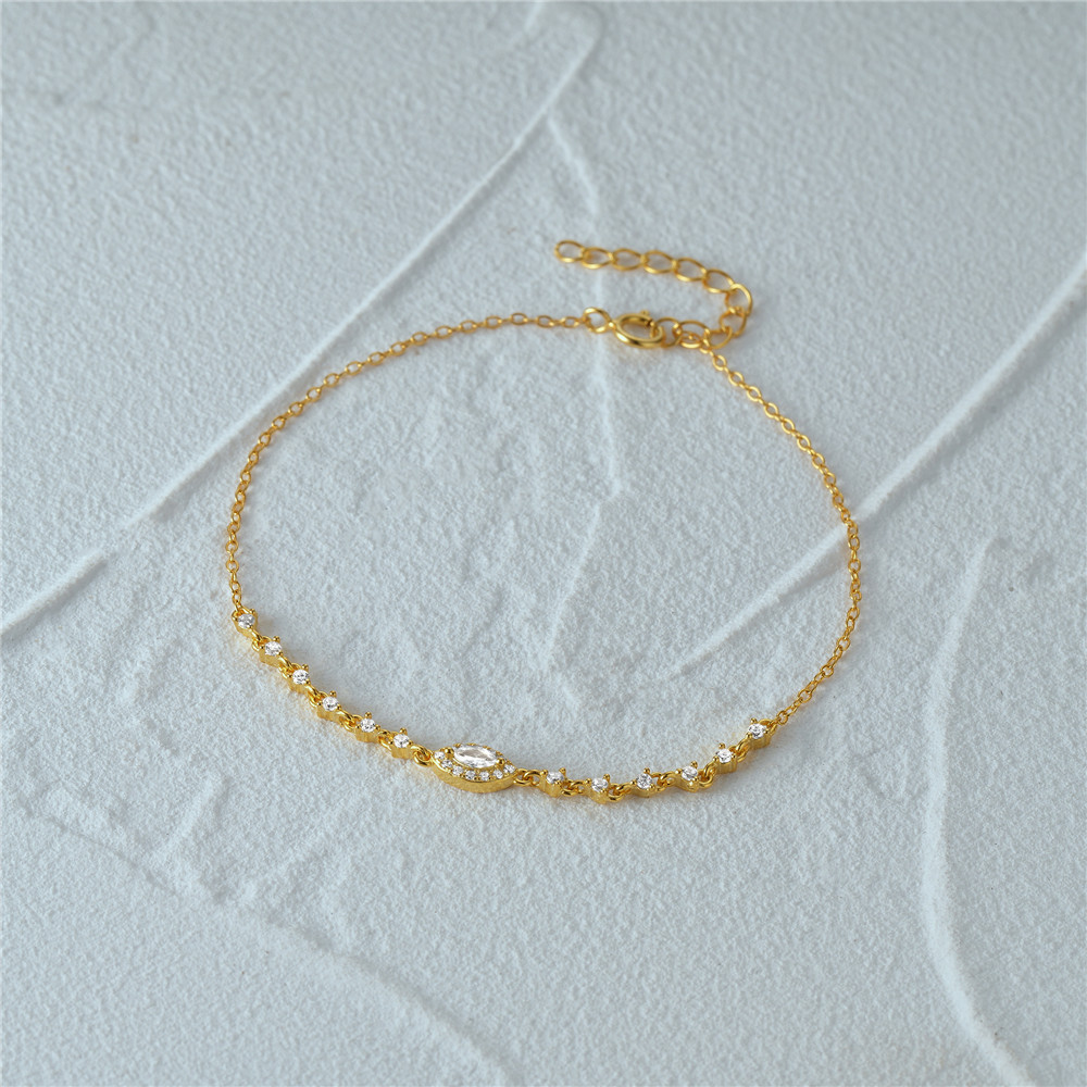 Gold Plated Bracelet with Marquise & Round Zirconia