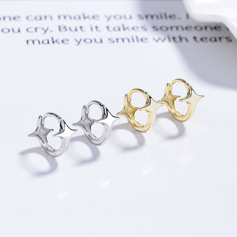 Modern Minimalist Sterling Silver Starburst Stud Earrings