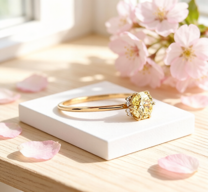 Gold Plated Oval Cut Birthstone Solitaire Ring