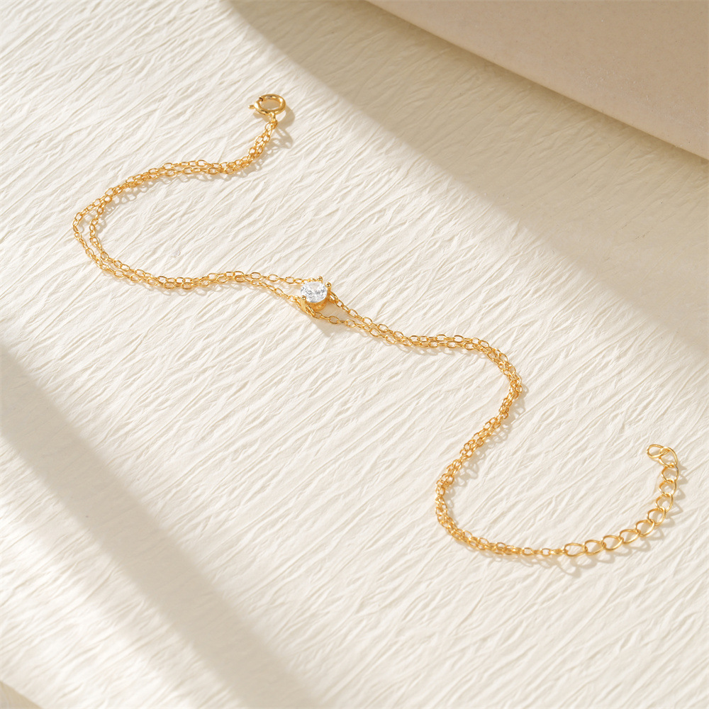 Gold Double Chain Bracelet with Diamond 