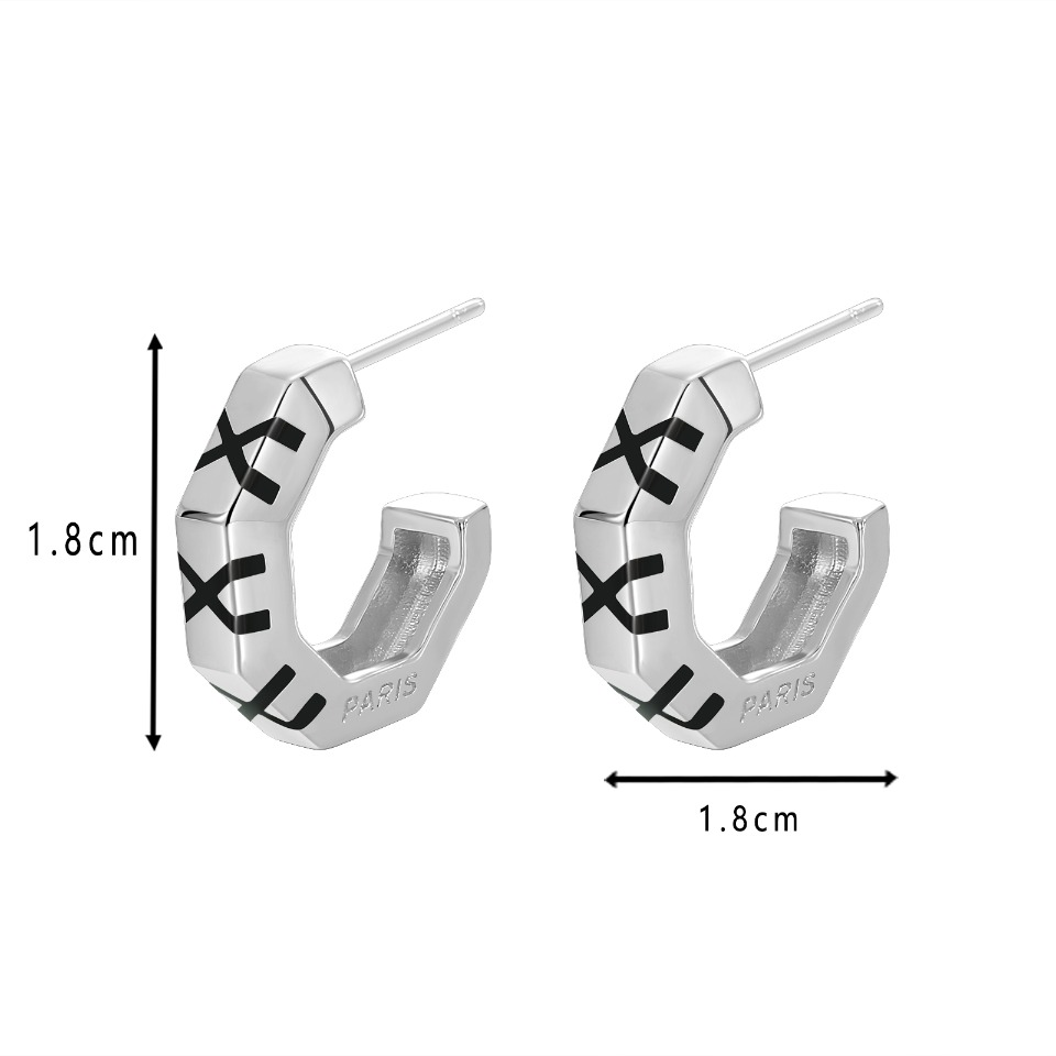 Gold-Tone Hoop Earrings with White X-Pattern