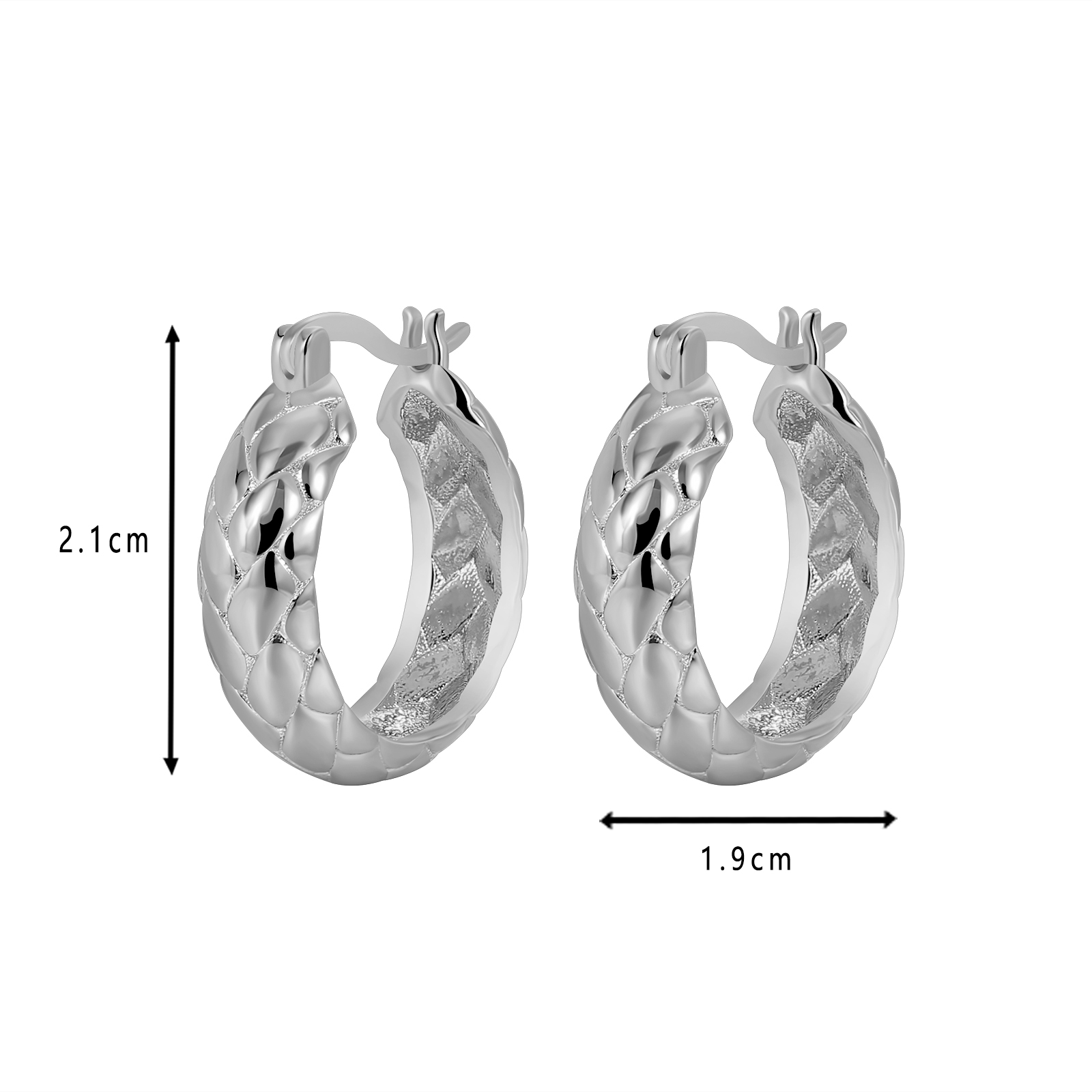 Gold - Toned Braided - Texture Hoop Earrings