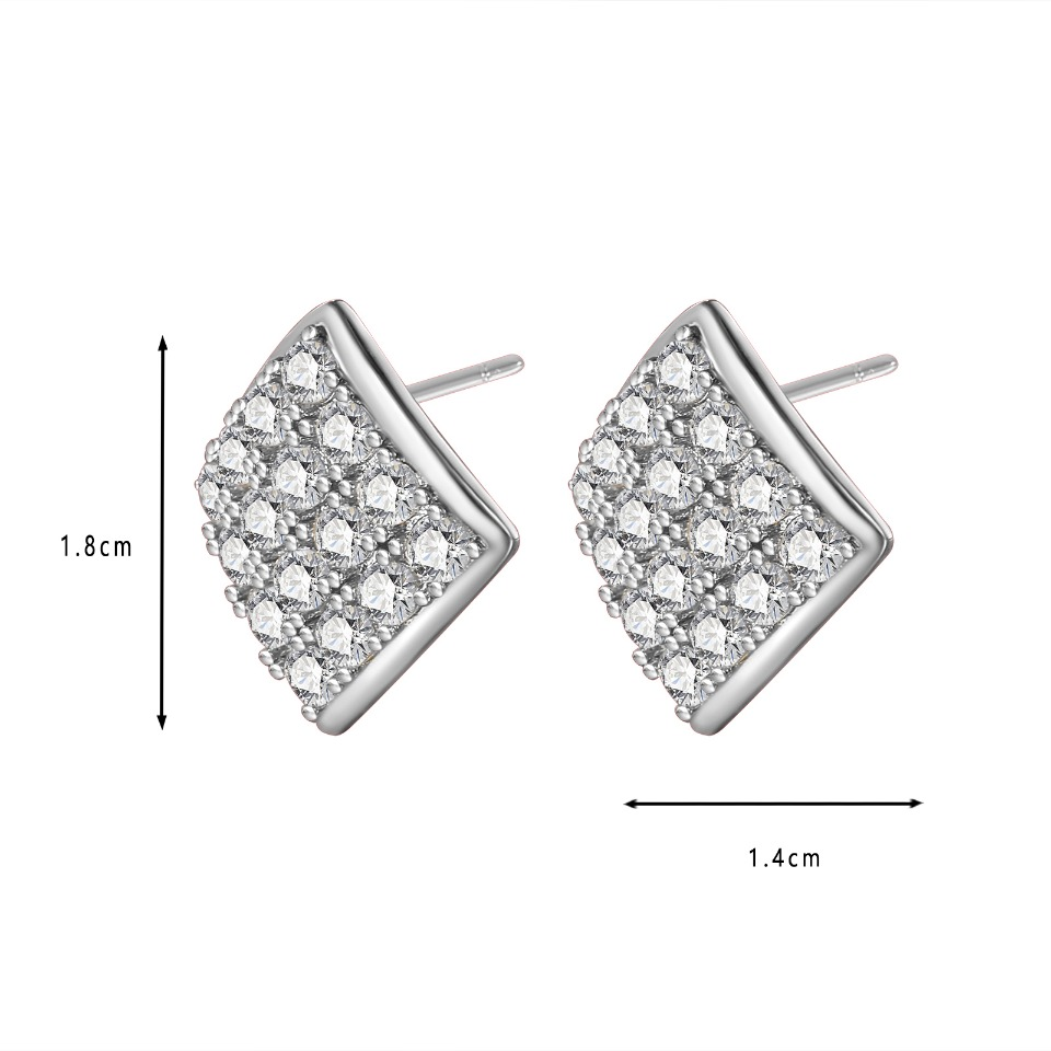 Gold Plated Square Zircon Pavé Stud Earrings 