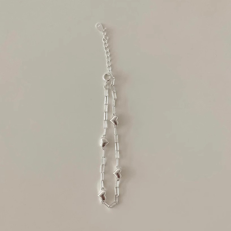 Copper Alloy Multi-Heart Link Chain Bracelet with Adjustable Extender