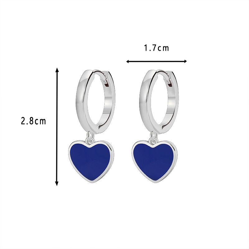 Gold-Tone Heart Drop Hoop Earrings with Blue Enamel Finish