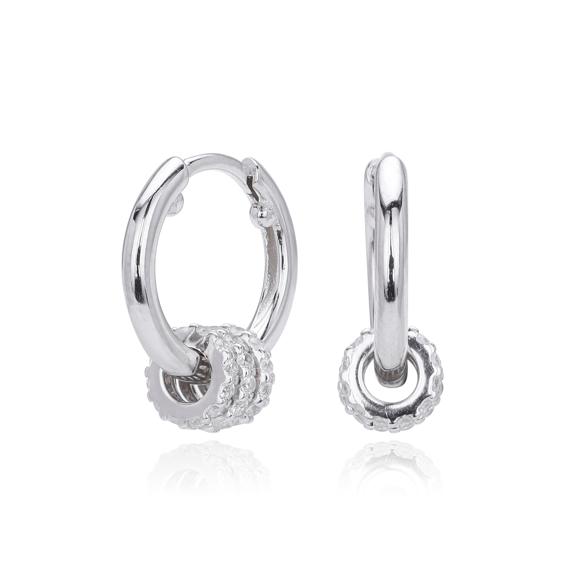 Plain Polished Band with Micro-Pave CZ Mini Circle