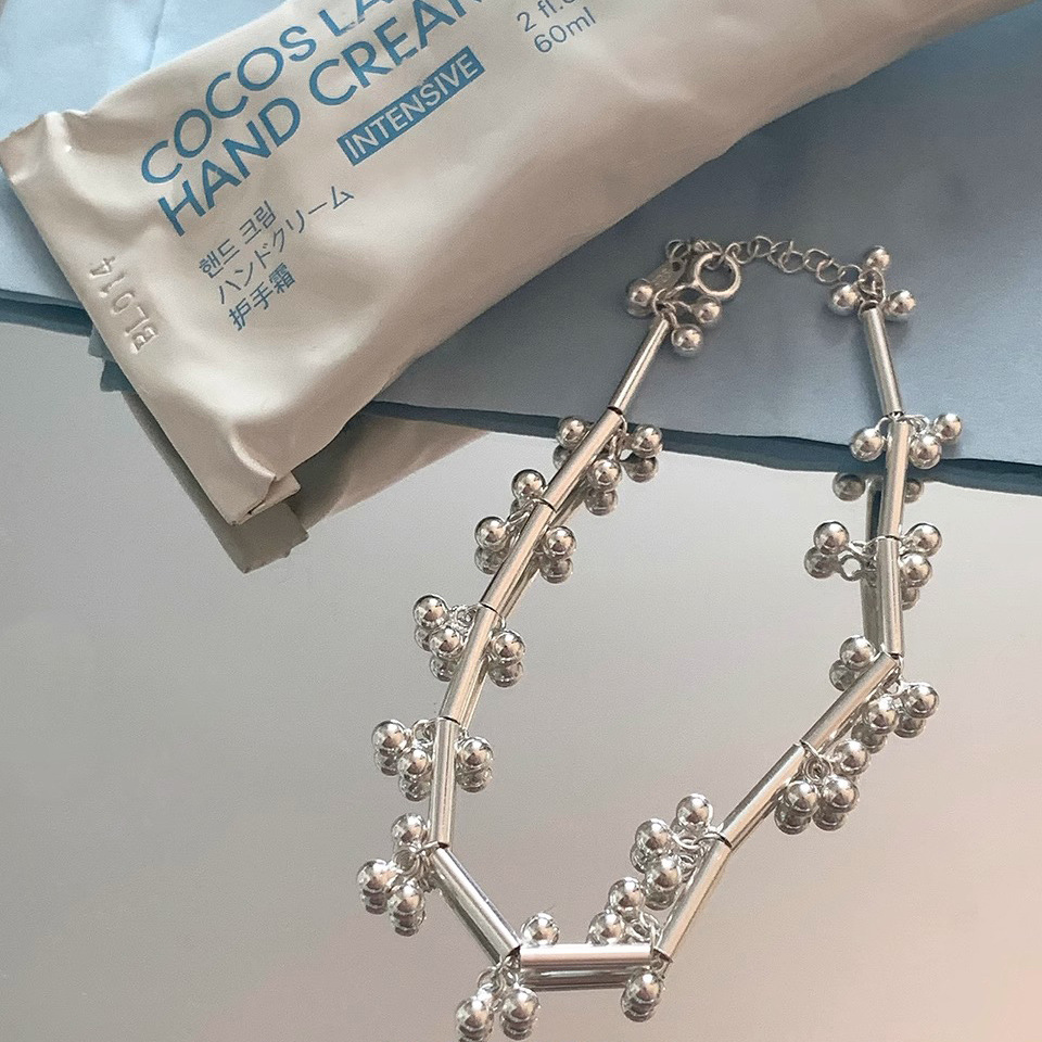 Copper Alloy Beaded Chain Bracelet with Dangling Cluster Charms and Adjustable Clasp