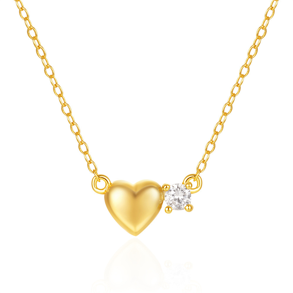 Minimalist Gold Plated Heart and Cubic Zirconia Necklace