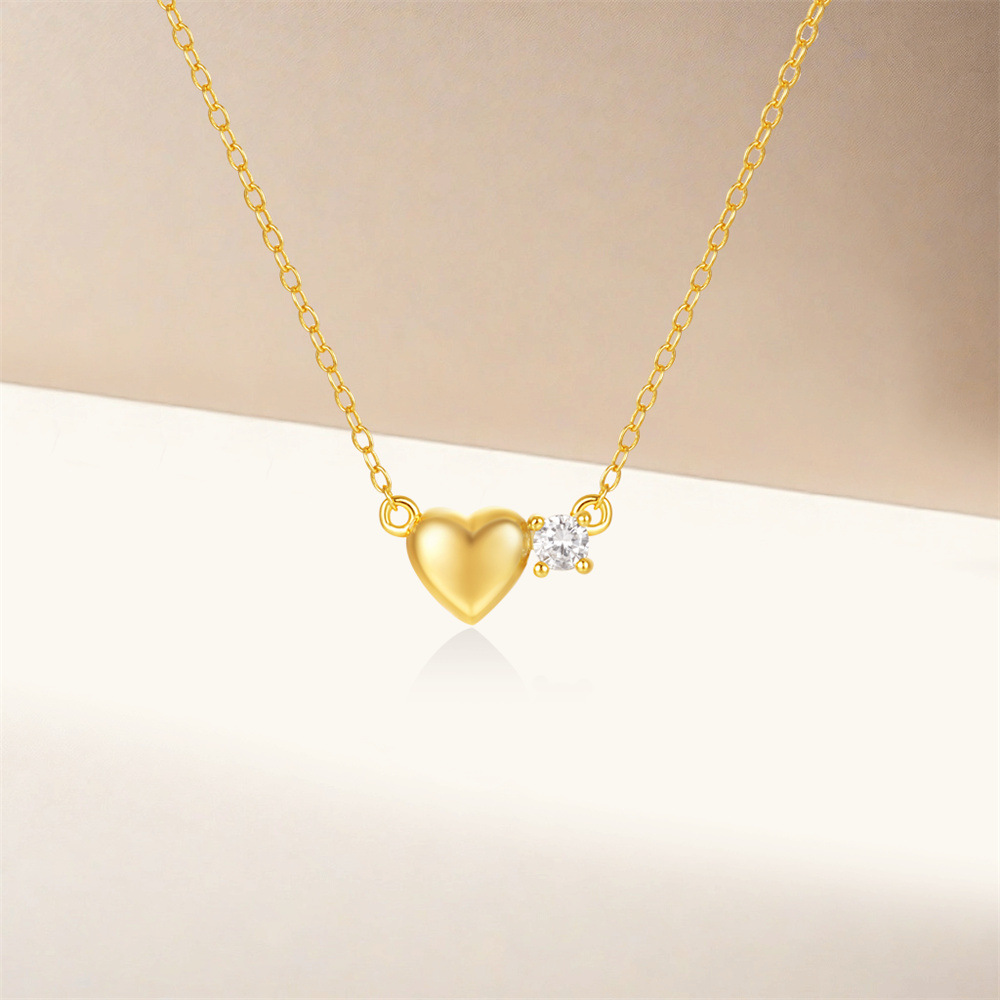 Minimalist Gold Plated Heart and Cubic Zirconia Necklace