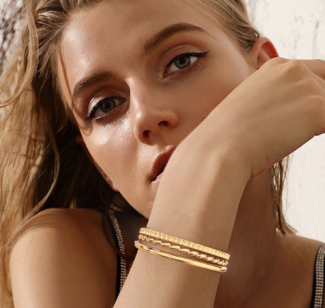  Adjustable Multi-Layer Stackable Bracelets with Textured Rope & Smooth Finishes