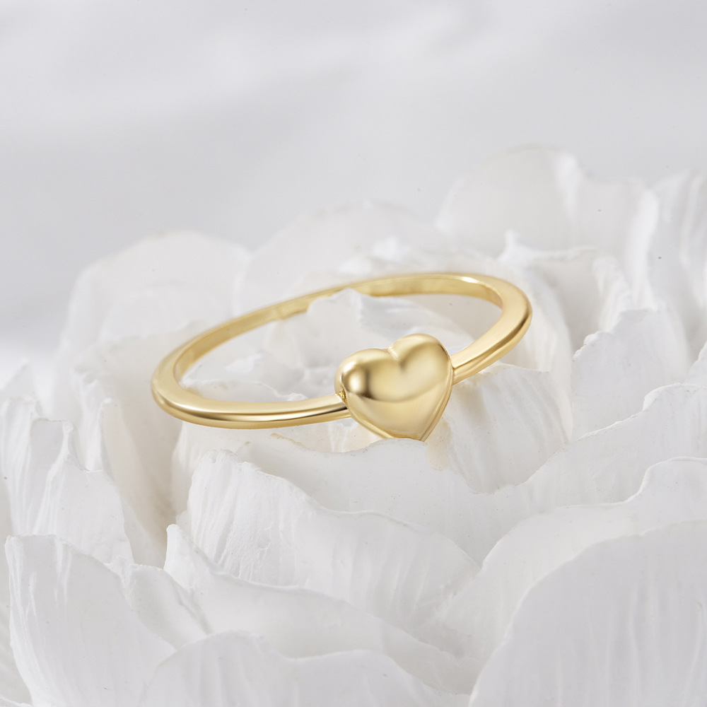Gold Plated Solid Heart S925 Sterling Silver Ring
