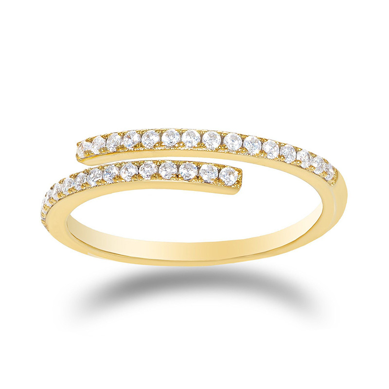 Gold Plated Double Row CZ Open Spiral Midi Ring