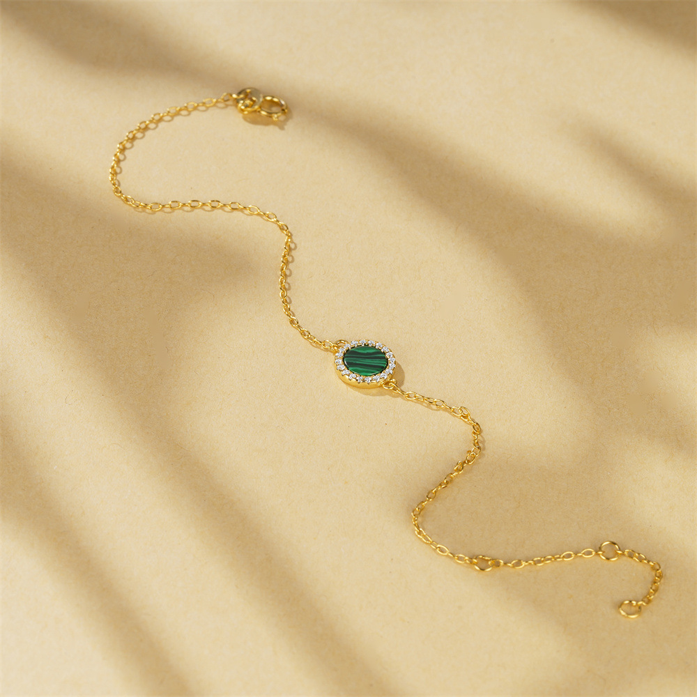 Gold Malachite Halo Bracelet