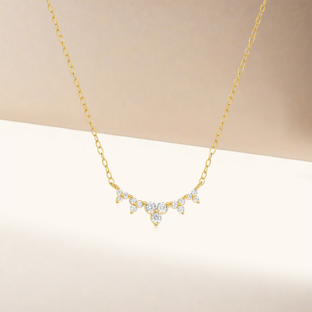 Elegant Gold-Tone Cubic Zirconia Arc Necklace