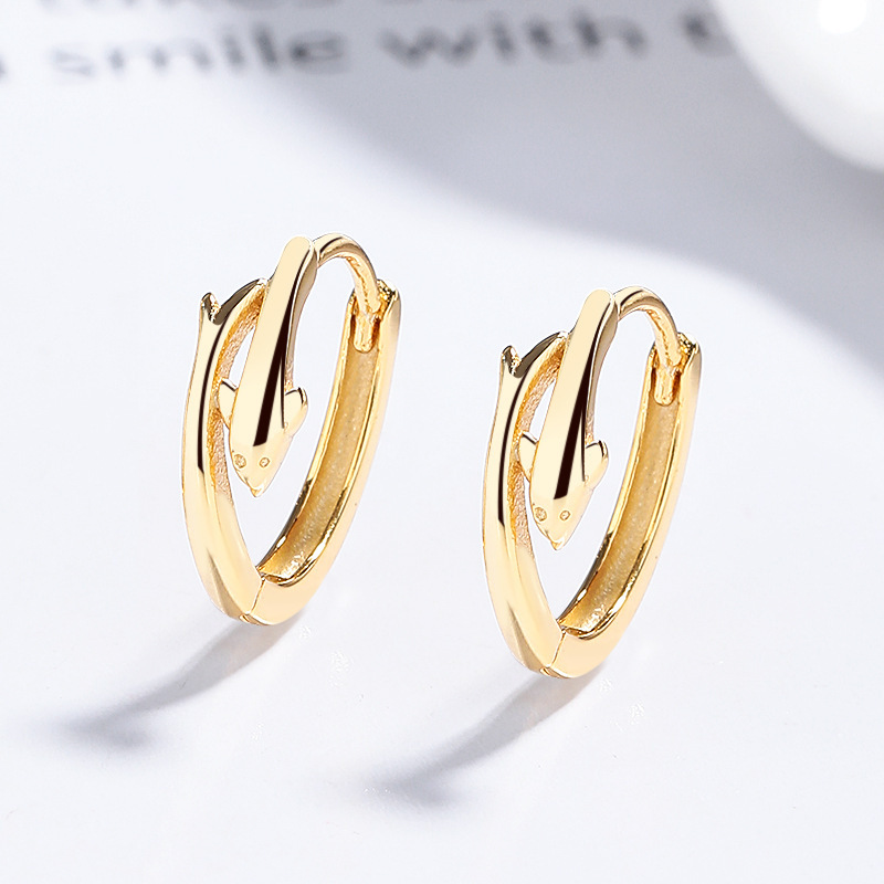 Elegant Sterling Silver Dolphin Hoop Earrings with Sparkling Zirconia Details