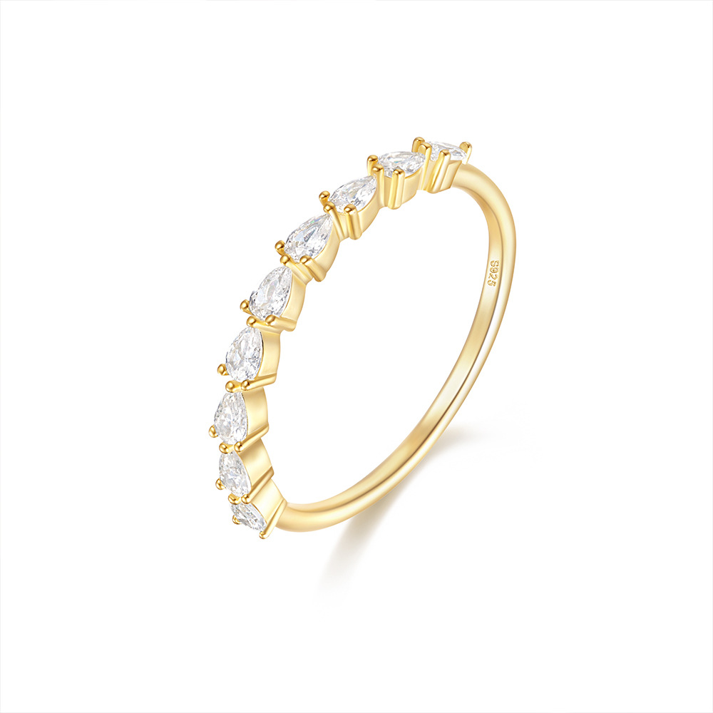 Gold Plated Seven-Stone Marquise Cut Eternity Band Ring