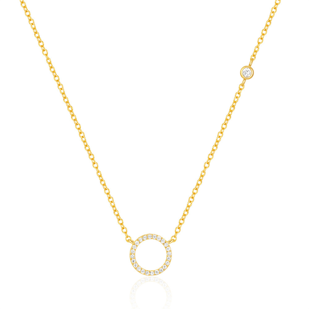 Elegant Gold Plated Circle Pendant Necklace