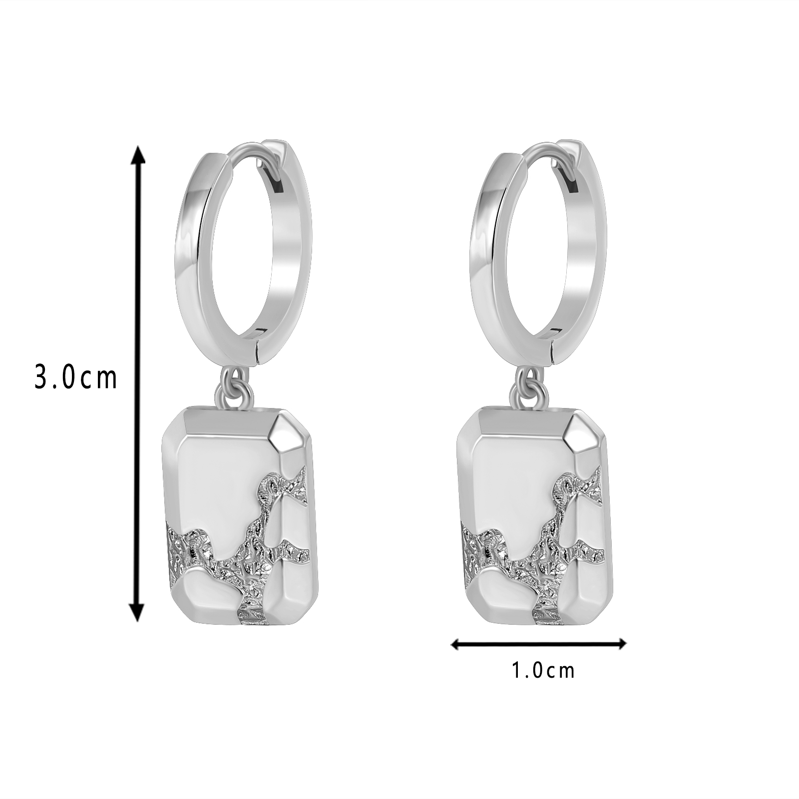 Gold - Toned Huggie Hoop Earrings with Geometric Pearl - Inspired Drop