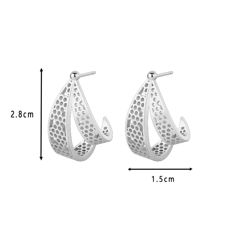 Gold-Tone Hollow Teardrop Hoop Earrings with Perforated Detailing