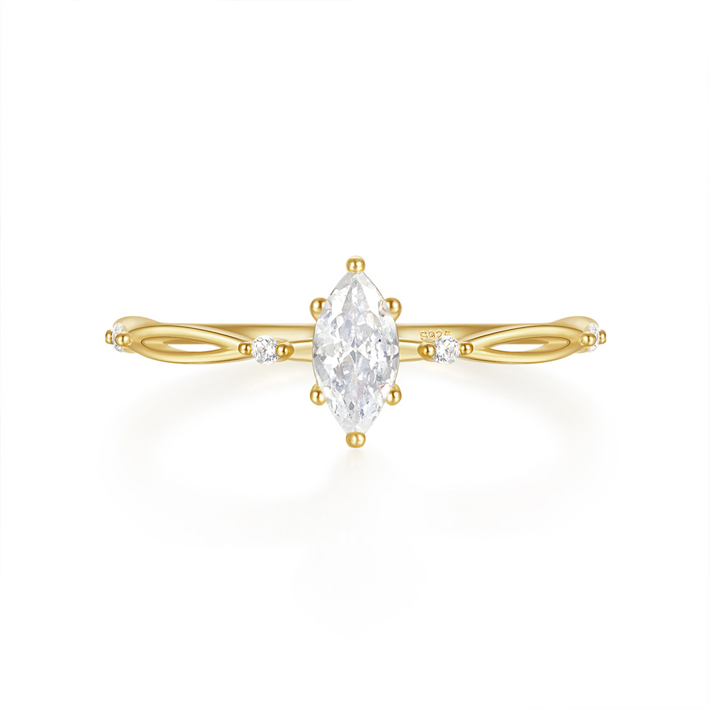 Gold Plated Marquise Cut Solitaire Twist Ring