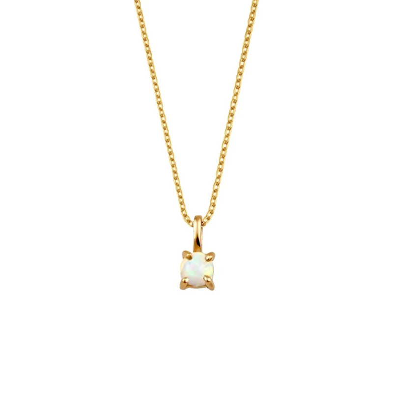 Dainty Gold Plated Square Opal Pendant Necklace 
